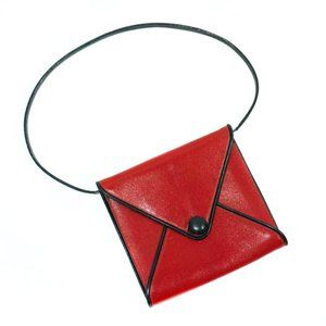 Hermès Hermes red/blk envelope handbag/clutch EUC